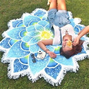 Lotus-Shaped Mandala Beach Towel